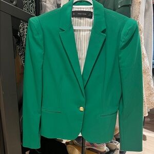 Zara Women's Emerald Blazer with Gold Button